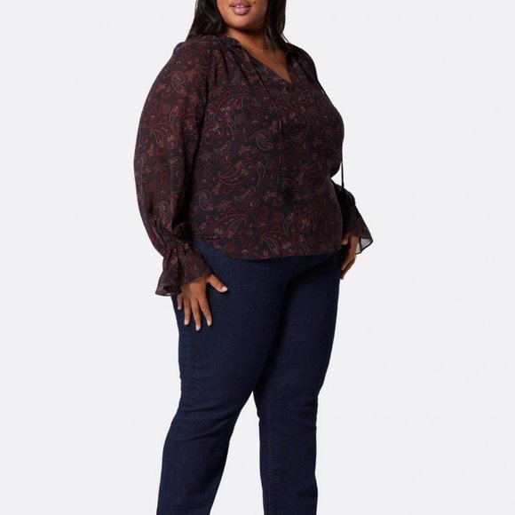 Joie Cecarina 100% Silk Long Sleeve Blouse with Cuff Sleeve Detail Size XL NWT - Picture 13 of 16